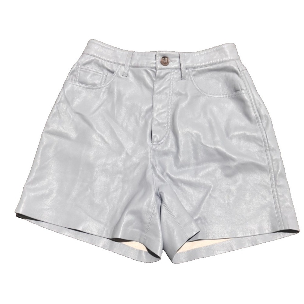 Nanushka Shorts sky blue vegan Leather Medium Leana high waisted